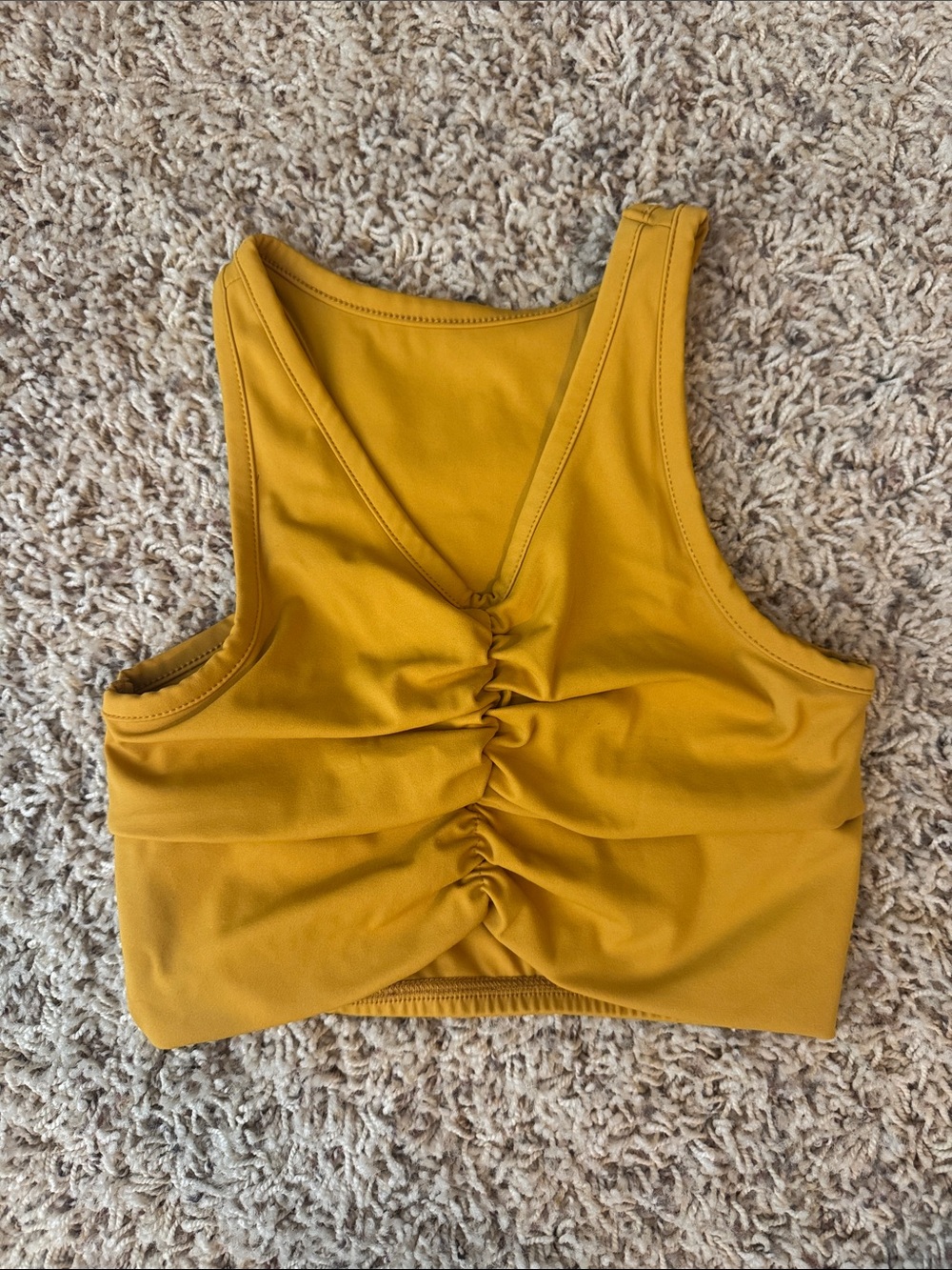 Mustard Yellow Honeycut Ruched Crop Dance Top - Girls